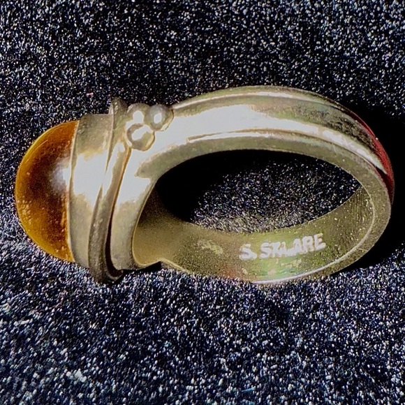 Vintage S Sklare Gold and Amber Ring - Size 5.5 - Picture 4 of 5